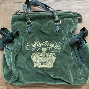Juicy Couture Velvet Green Duffle Tote Bag